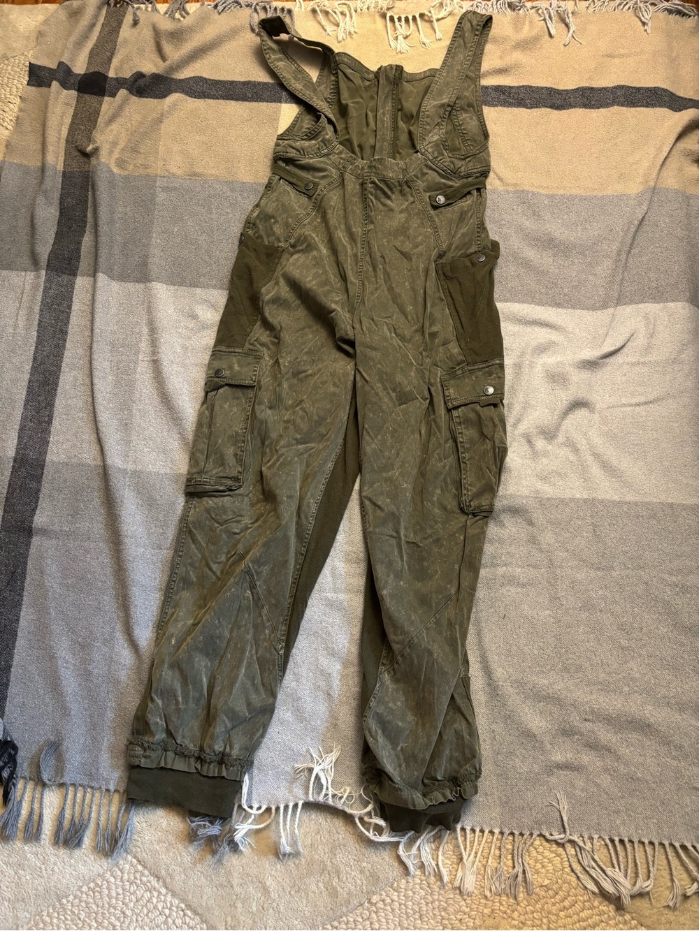 Free People Olive Green Utility Jumpsuit